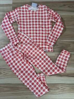 Portillo’s Red Gingham Thermal Pajama Set Youth XL Cozy Long Sleeve Sleepwear